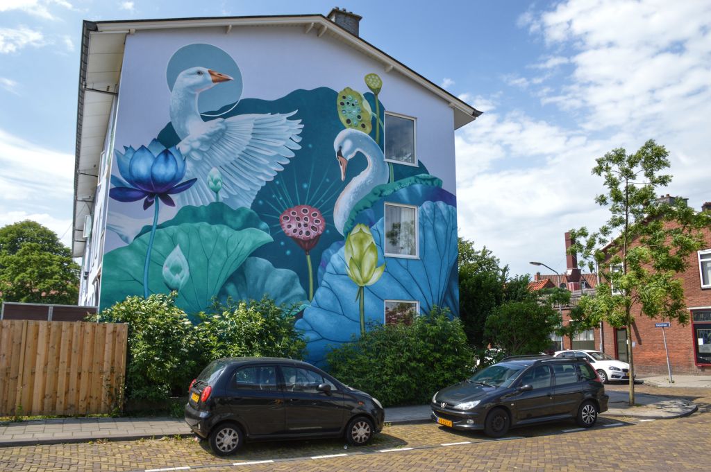 Muurschildering Vogelbuurt Dordrecht