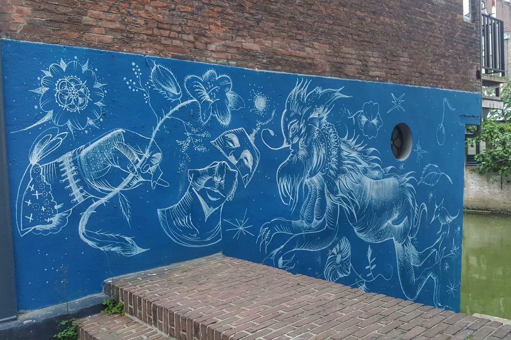 Beeldenstrom muurschildering - Dordrecht