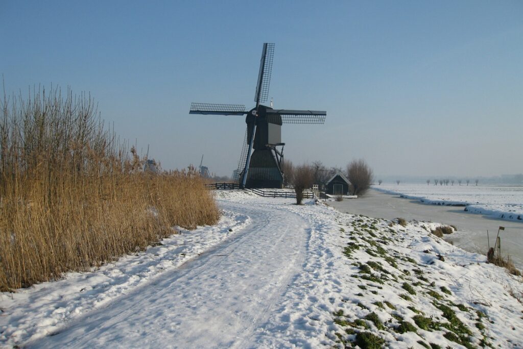 Kinderdijk in de winter