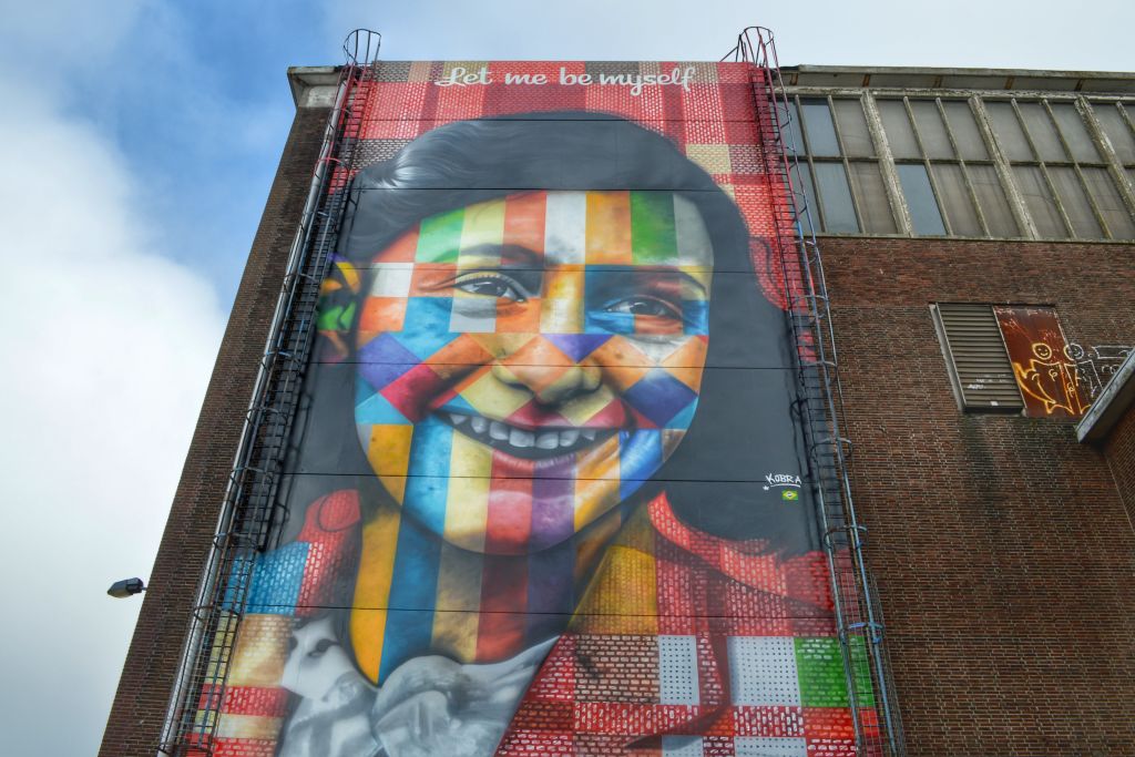 Anne Frank muurschildering Amsterdam